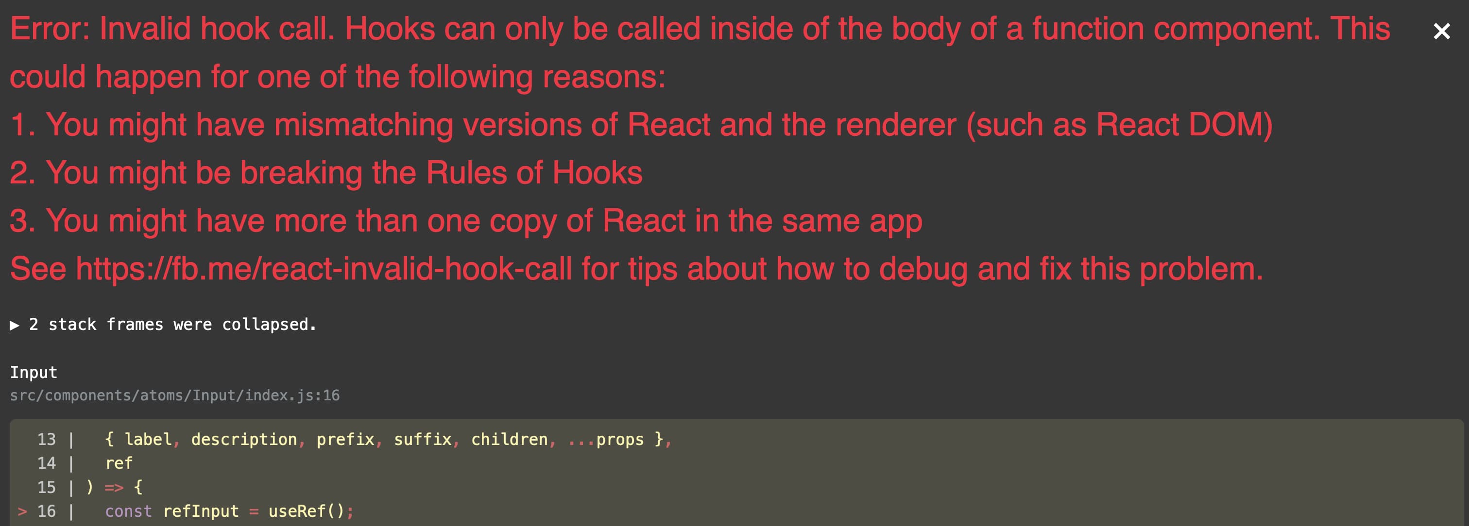 Error: Invalid hook call. Hooks can only be called inside of the body of a function.